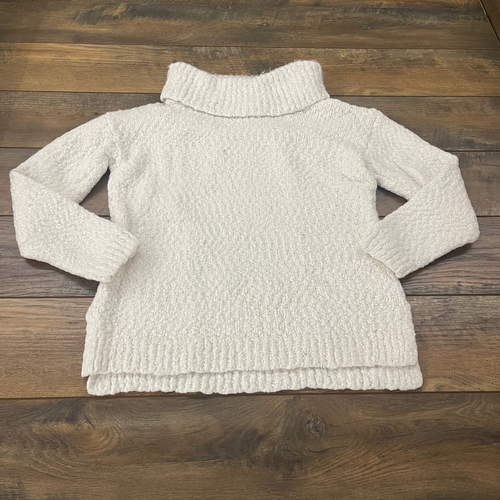Kenneth Cole Reaction Womens M Cowl Neck Popcorn Knit Sweater Cream White Chunky
